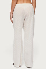 Embroidered Polka Dot Sheer Cotton Trousers