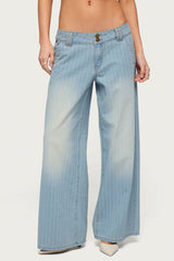 Petite Cory Striped Low Rise Baggy Jeans
