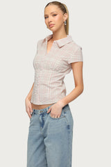 Naiah Plaid Tailored Button Up Shirt