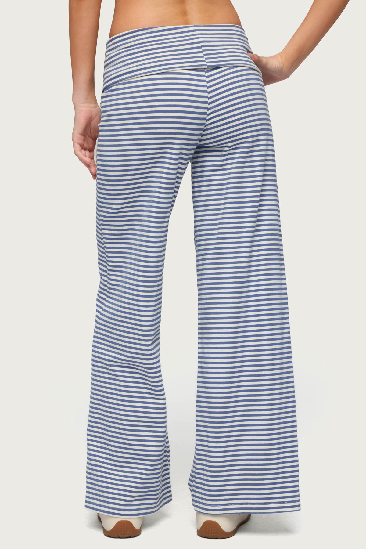 Petite Lilah Striped Fold Over Trousers