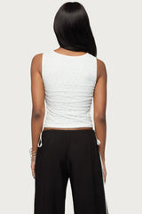 Elisia Twist Cutout Flower Lace Top