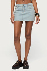 Spencer Low Rise Denim Micro Skirt