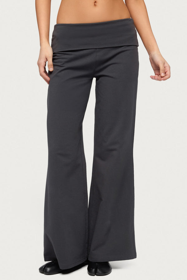 Petite Wide Leg Fold Over Trousers