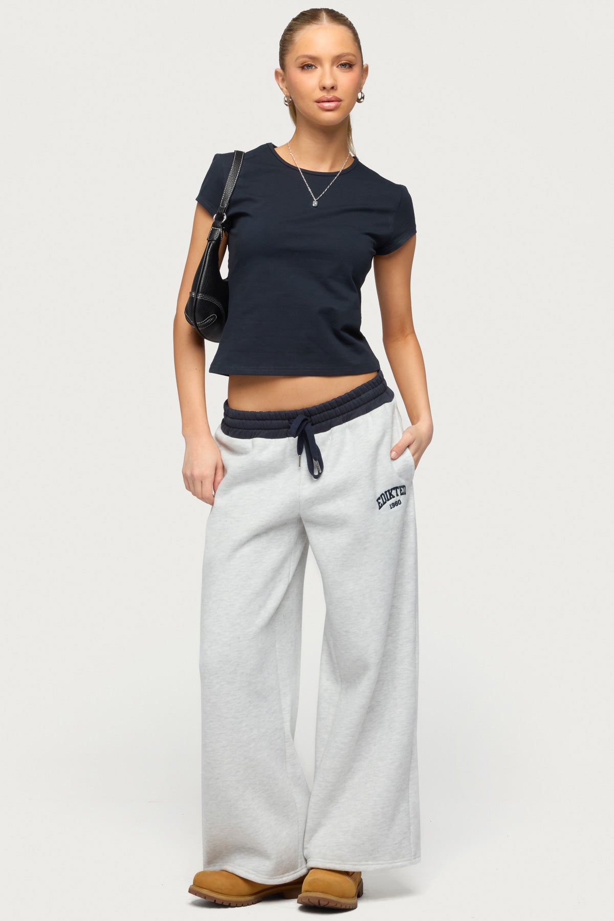 Petite Edikted Contrast Embroidered Joggers