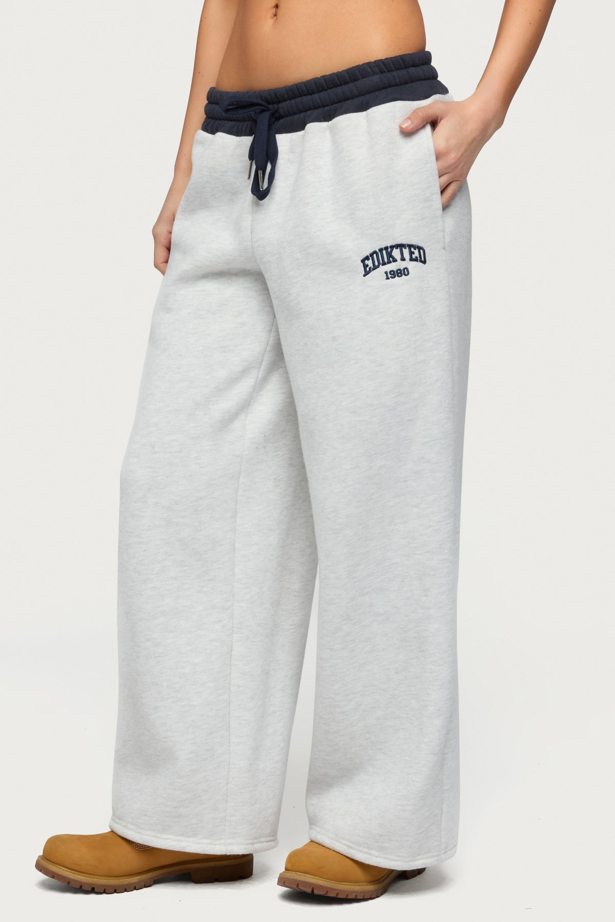 Petite Edikted Contrast Embroidered Joggers