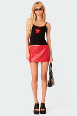 Noa Low Rise Faux Leather Micro Skirt