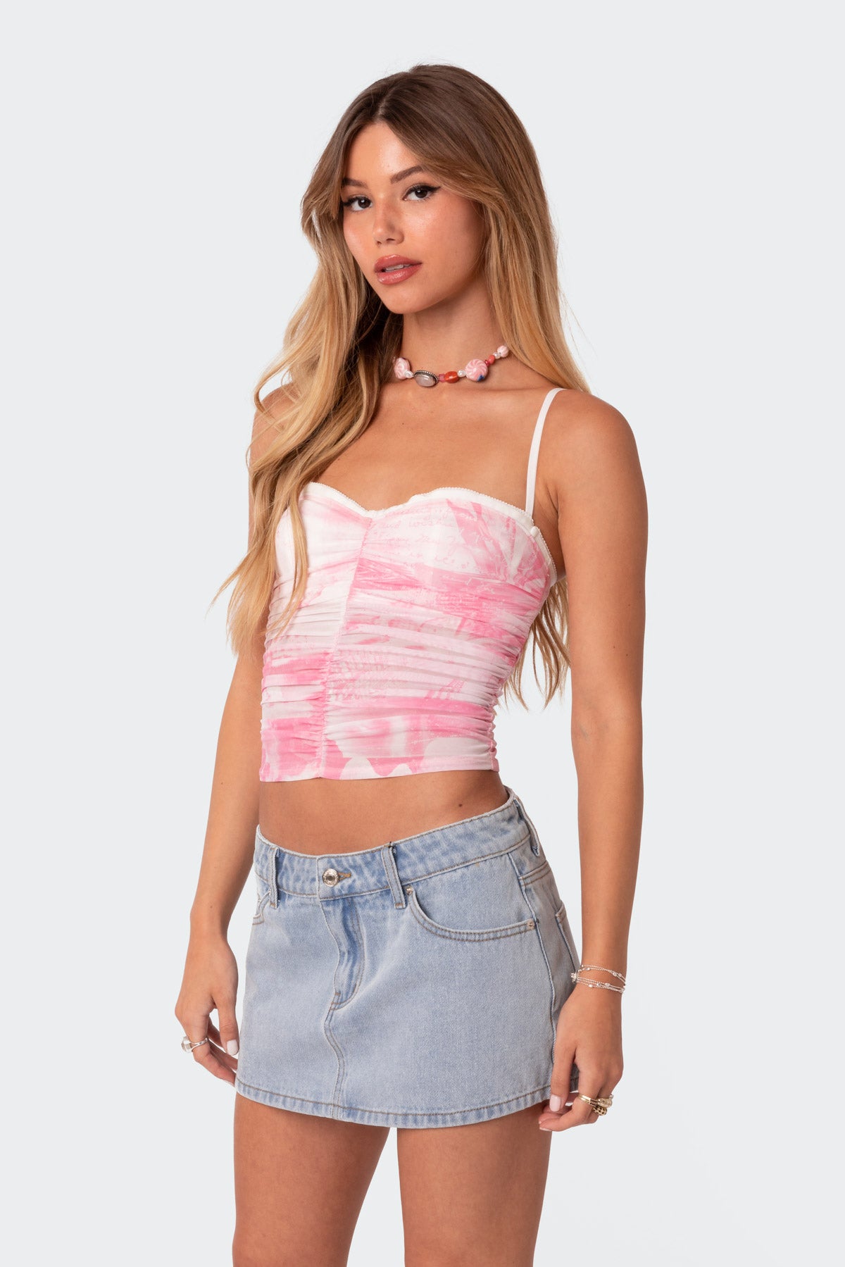 Evelyn Printed Mesh Bra Top