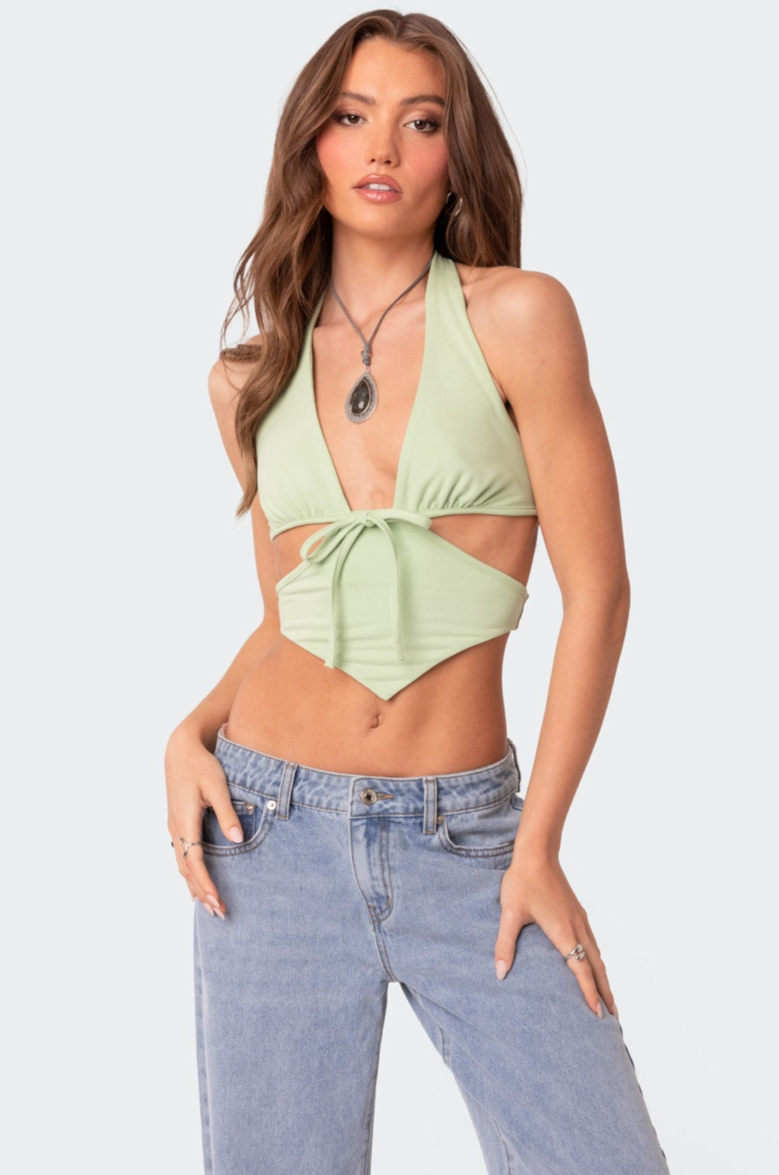 Cady Tie Front Cut Out Top