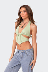 Cady Tie Front Cut Out Top