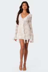 Josephine Ruffle Lace Mini Dress