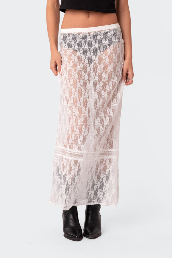 Sandra Sheer Lace Maxi Skirt