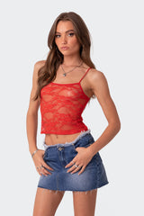 Gianna Sheer Lace Tank Top