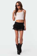 Ruffle Lace Low Rise Mini Skirt