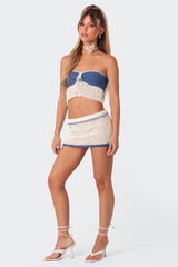 Cabana Contrast Crochet Mini Skirt