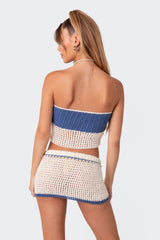 Cabana Contrast Crochet Crop Top