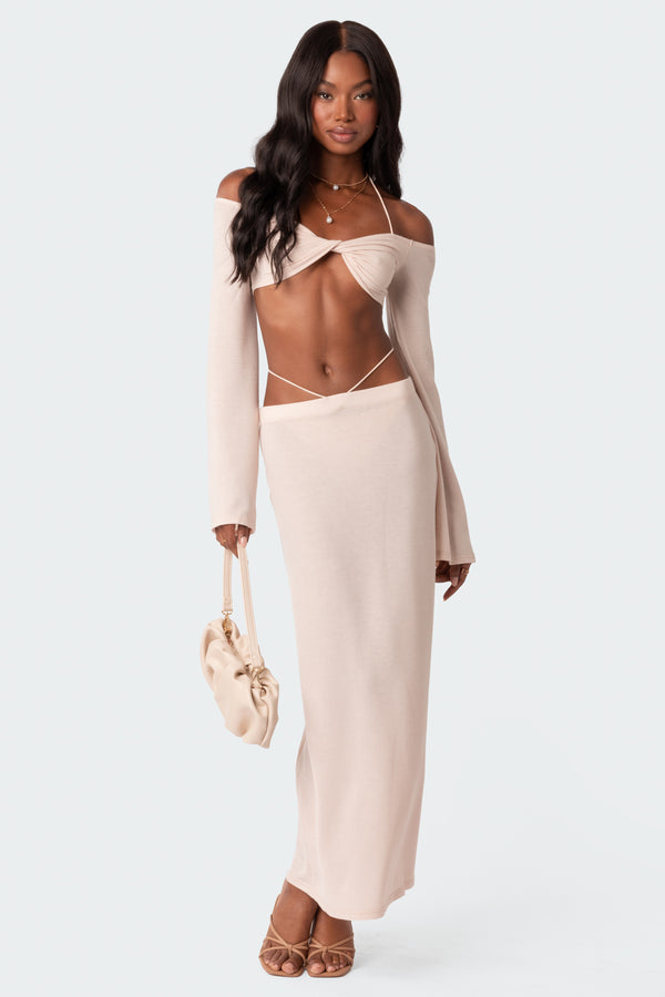 Celeste Off Shoulder Twist Crop Top