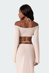 Celeste Off Shoulder Twist Crop Top