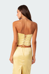 Gracelynn Satin Effect Lace Up Corset