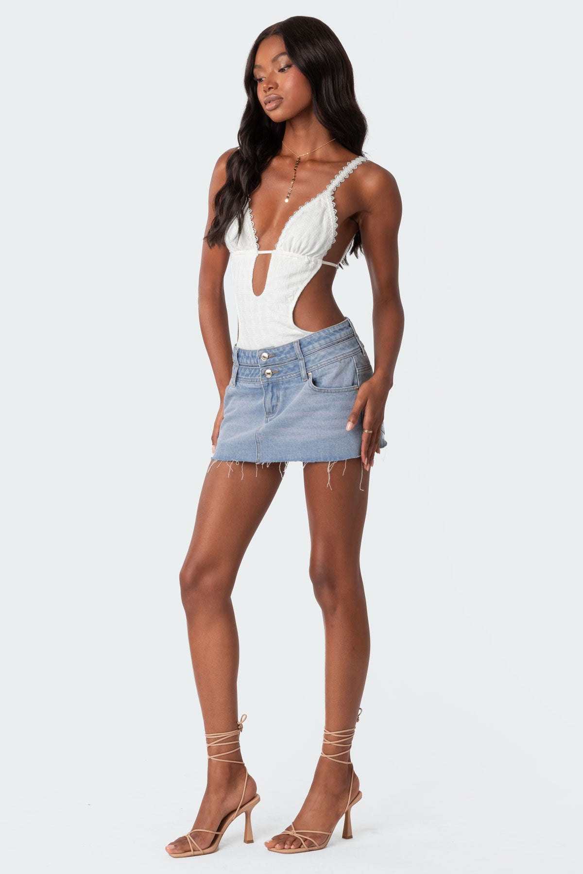 Textured Cut Out Bodysuit