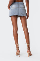 Double Waist Denim Mini Skirt