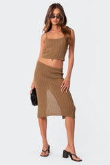 Quynh Slitted Knit Midi Skirt