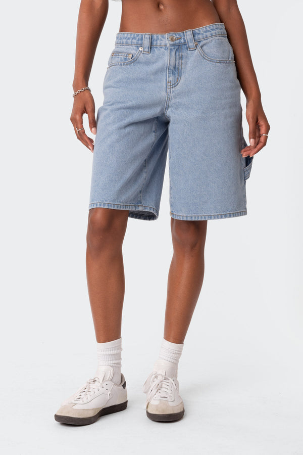 Low Rise Bermuda Denim Carpenter Shorts