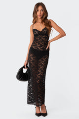 Xandra Sheer Lace Maxi Dress