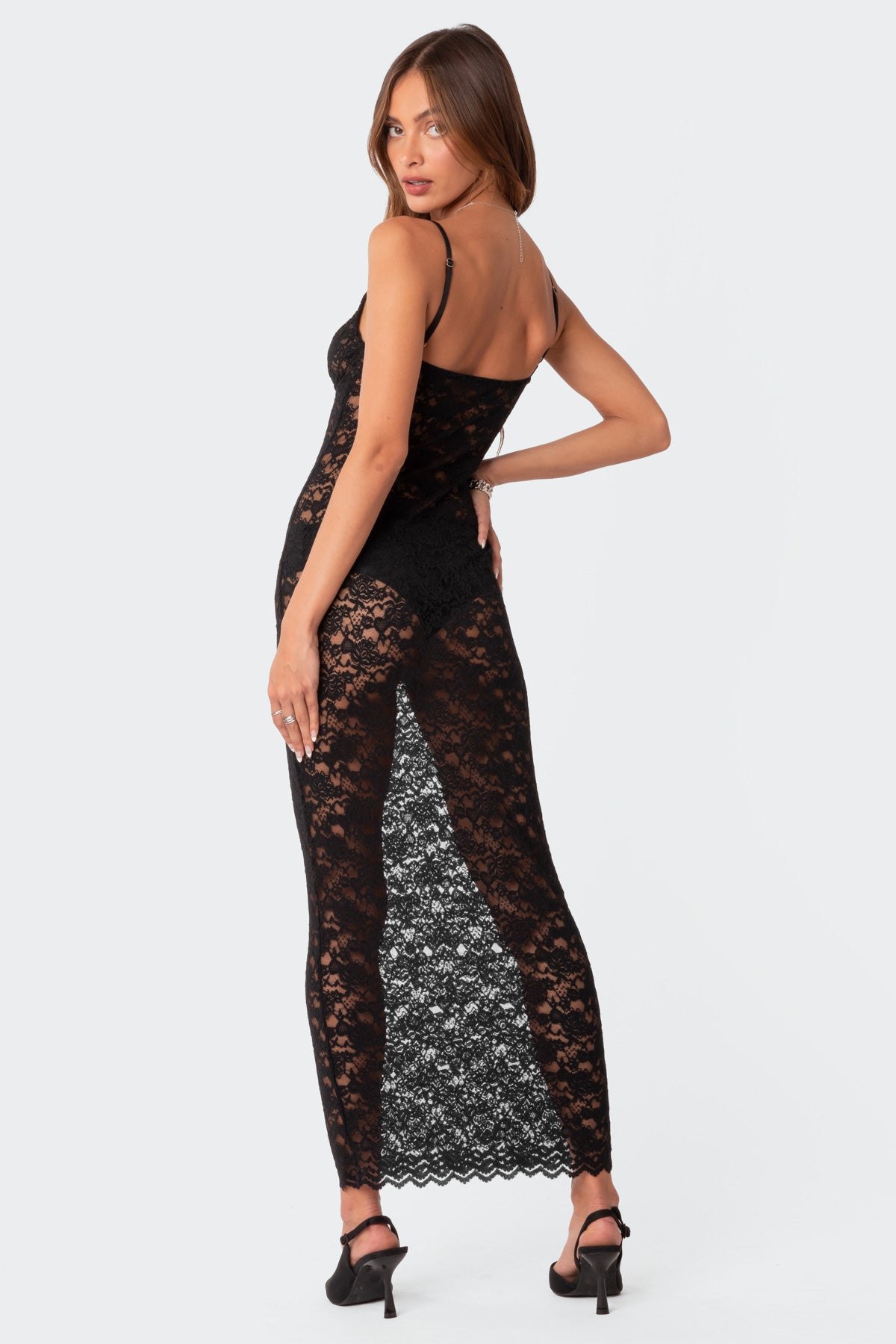 Xandra Sheer Lace Maxi Dress