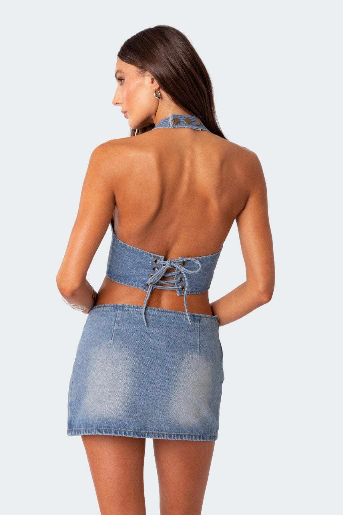 Katrina Lace Up Denim Corset