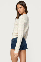 Emerie Flower Textured Knit Sweater