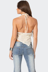 Quinta Lacey Asymmetric Halter Top