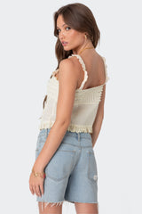 Hera Button Front Ruffled Top