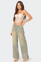 Asymmetric Low Rise Wrap Jeans