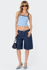 Pinstripe Denim Bermuda Shorts