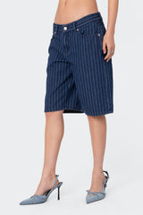 Pinstripe Denim Bermuda Shorts