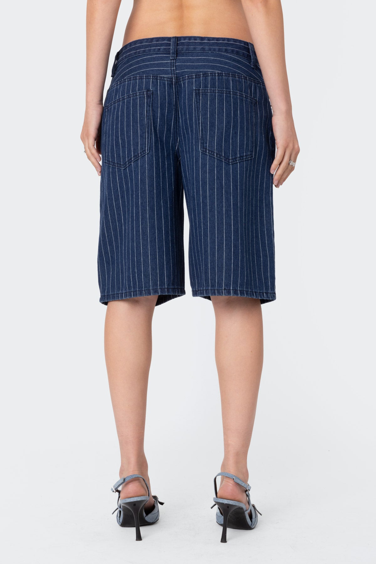 Pinstripe Denim Bermuda Shorts