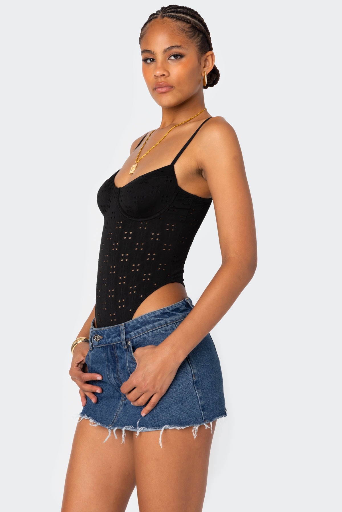 Raven Cupped Eyelet Bodysuit