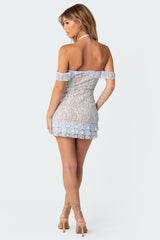 Paradise Ruffle Lace Mini Dress