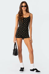 Ditsy Open Back Tie Romper