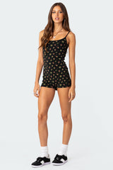 Ditsy Open Back Tie Romper