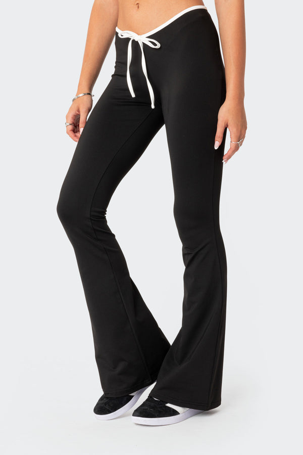 Leighton Contrast Tie Flared Pants