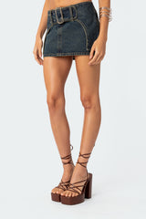 Elara Washed Denim Mini Skirt