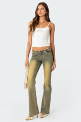 Maris Low Rise Washed Flared Jeans