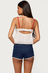 Contrast Polka Dot Cupped Chiffon Top