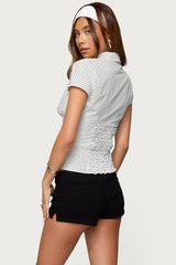 Polka Dot Tailored Button Up Shirt