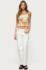 Buckle Low Rise Straight Leg Trousers