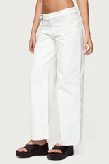 Buckle Low Rise Straight Leg Trousers