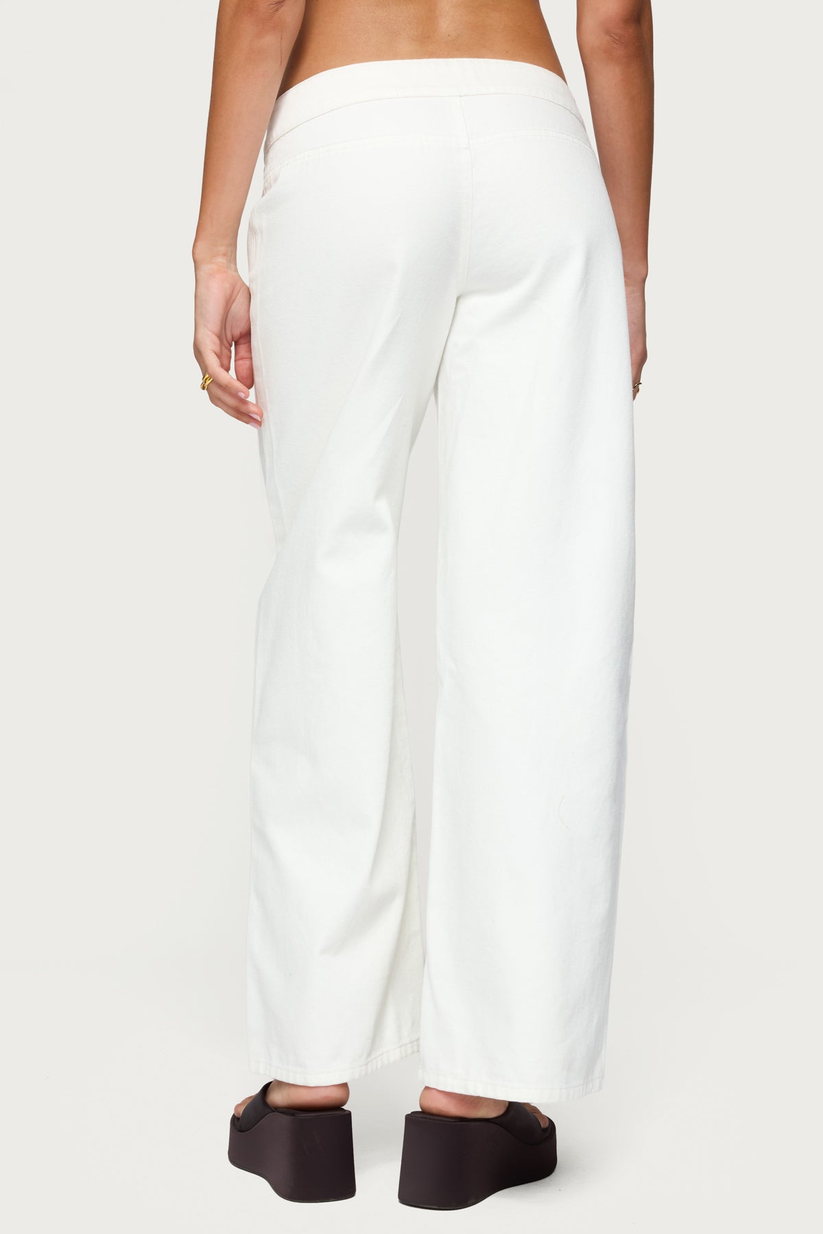 Buckle Low Rise Straight Leg Trousers
