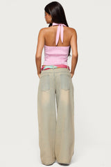 Caitie Striped Buckle Halter Top