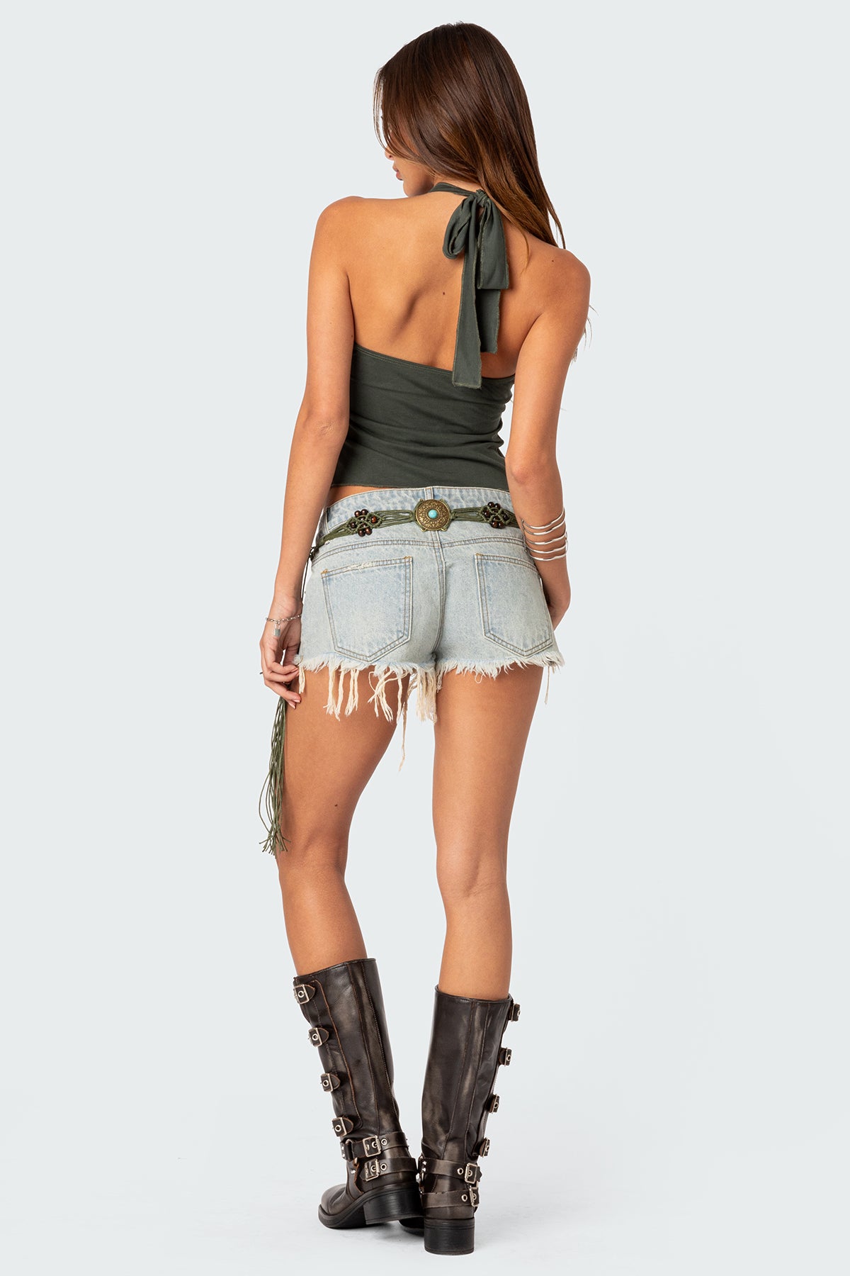 Frayed Vintage Washed Denim Shorts